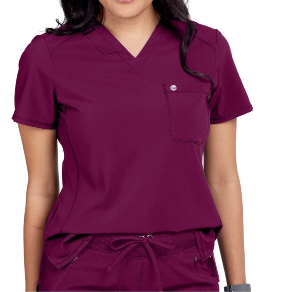 Cherokee Infinity V Neck Tuck In Top - Women’s Scrubs Top - Wine